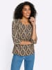 Sieh an! 3/4-Arm-Shirt in beige-schwarz-bedruckt