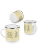 Mr. & Mrs. Panda Becher Emaille Hase Blume mit Spruch in Gelb Pastell