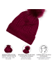 styleBREAKER Feinstrick Bommelmütze in Bordeaux-Rot