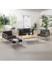 home24 home24 Loungehocker - Webstoff / Teak massiv / Edelstahl - Anthrazit - 70 x 43 x 70 cm in Anthrazit