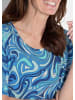 GOLDNER Kurzgröße:  Baumwollshirt mit organischem Muster in blau / hellblau / türkis / gemustert