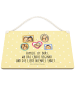 Mr. & Mrs. Panda Deko Schild Igel Familie mit Spruch in Gelb Pastell