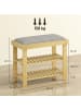 HOMCOM Schuhbank in Grau & Naturholz 60L x 29B x 49H cm