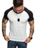 Amaci&Sons Basic Raglan T-Shirt mit Rundhalsausschnitt SALEM in Weiß/Schwarz