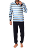 NORMANN Frottee Schlafanzug langarm Bündchen gestreifter - 77516 in grün