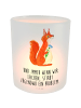 Mr. & Mrs. Panda Glas Windlicht Eichhörnchen Blume mit Spruch in Transparent