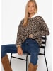 SASSYCLASSY Pullover mit Leo-Muster in Beige