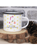 Mr. & Mrs. Panda XL Emaille Tasse Einhorn Gemüse mit Spruch in Weiß