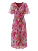 Aniston SELECTED Midikleid in pink-rosa-hellpink-kiwigrün-schwarz-gelb