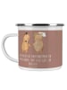 Mr. & Mrs. Panda Tasse Emaille Unschlagbares Brautpaar mit Spruch in Braun Pastell