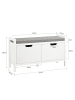 SoBuy Schuhbank in Mattweiß - (W) 30 x (H) 50 x (L) 91 cm