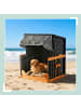 relaxdays Hundestrandkorb "Gestreift" in Grau / Natur – (B)75 x (H)95 x (T)65 cm