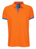 Rusty Neal Kontrast Polo Pique Shirt Regular Fit in Orange / Blau