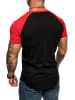 Amaci&Sons Basic Oversize Raglan T-Shirt mit Rundhalsausschnitt OMAHA in Schwarz/Rot