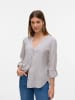 Vero Moda Leichte Bluse mit V-Ausschnitt und Knöpfen aus Leinenmix in Beige