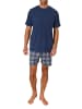 NORMANN Schlafanzug kurzarm Shorty mit karierter Jersey Hose - 86226 in navy