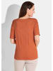 GOLDNER Kurzgröße:  Shirt Shirt in orange / cremeweiß / gemustert