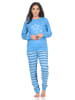 NORMANN Schlafanzug Pyjama Bündchen langarm Sterne Optik - 88743 in blau