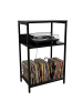 relaxdays Plattenspieler Tisch in Schwarz - (B)40 x (H)65 x (T)30 cm