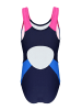 Aquarti Mädchen Badeanzug mit Ringerrücken in pink/blau