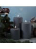 Deluxe Homeart LED Kerze Mia Kunststoff für Innen/Außen flackernd H: 20cm D: 10cm in grau