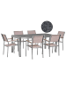 Beliani 7-tlg Gartentisch Set GROSSETO in Grau/Beige/Silber