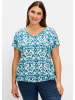 sheego T-Shirt in dunkelpetrol-gemustert