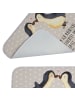 Mr. & Mrs. Panda Badematte Pinguin Liebe mit Spruch in Grau Pastell