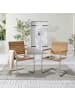 home24 home24 Freischwinger 2er-Set - Teak massiv / Edelstahl - Braun / Silber - 55 x 86 x 58 cm in Braun / Silber