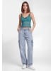 myMo Women Top in aqua black
