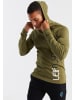 Leif Nelson Herren Gym-Sweatshirt Kapuze LN-8287 in khaki-schwarz