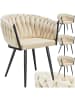 tectake Samtstuhl gepolstert, mit Samtbezug, Knotendesign, 60,5 x 55 x 75 cm