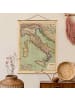 WALLART Stoffbild mit Posterleisten - Vintage Landkarte Italien in Bunt