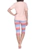 NORMANN Kurzarm Capri Schlafanzug Pyjama Übergröße Zick Zack Muster in apricot