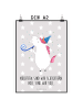 Mr. & Mrs. Panda Poster Einhorn Party mit Spruch in Grau Pastell