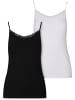 Urban Classics Urban Classics Ladies Basic Tank Top Cotton Lace 2-Pack in black+white