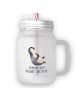 Mr. & Mrs. Panda Trinkglas Mason Jar Pinguin Lachen mit Spruch in Transparent