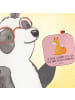 Mr. & Mrs. Panda Quadratischer Untersetzer Einhorn Wunsch mit Sp... in Rot Pastell