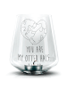 Mr. & Mrs. Panda Glas Windlicht Otter Herz mit Spruch in Transparent