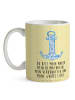 Mr. & Mrs. Panda Geschenktasse Anker Blau mit Spruch in Gelb Pastell