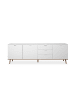 CALICOSY Niedriges Sideboard COPENHAGUE in Weiß - (W) 200  x (H) 68  x (L) 40  cm