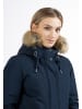 DreiMaster Damen Winterblouson Mit Kunstfellbesatz in Dunkelmarine