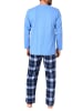NORMANN Schlafanzug lang Pyjama FlanellHose Karo - 88252 in hellblau1