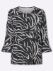 Sieh an! 3/4-Arm-Shirt in schwarz-weiß-bedruckt