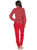 NORMANN Frottee Pyjama für Bündchen und geringelten Oberteil - 49952 in rot