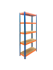 relaxdays Schwerlastregal "5 Ebenen" in Blau/ Orange - (B)60 x (H)180 x (T)30 cm