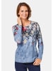 GOLDNER Kurzgröße:  Druckshirt mit floralem Muster in rot / rauchblau / gemustert