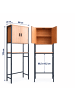relaxdays Waschmaschinenschrank in Schwarz/ Natur - (B)64 x (H)170 x (T)27 cm