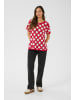 Cream Kurzarm-Bluse CRKip Regular fit in Red and birch crochet flower