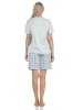 NORMANN kurzarm Pyjama Shorty karierter Jersey Hose - 62215 in hellblau